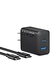 Anker 20W 2ポートUSB-C急速充電器 (USB-Cケーブル付属) PSE技術基準適合 PowerIQ搭載 ブラック