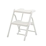 LOOKIT 踏み台 2段 脚立 はしご 折りたたみ 耐荷重150kg 頑丈 軽量 コンパクト ホワイト FD-2
