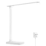 Lepro デスクライト led 目に優しい DCアダプター付き 電気スタンド 800lm超高輝度 卓上ライト おしゃれ テーブルライト【5段階色温度・明るさ/調光調色/タッチセンサー操作/多角度調整/コンセント付き】 人気 省エネ 学習机 台灯 勉強 机 明るい ブックライト 読書灯 (ホワイト)