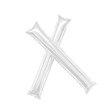 スティックバルーン 応援バルーン アルミ風船 応援グッズ 10本セット ストロー付 棒 風船 カラフル 運動会 手持ち 試合 イベント スポーツ応援 観戦 (ホワイト, 10)