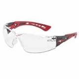 Bolle Safety 286-41080 Rush Plus Series Safety Glasses, Clear Polycarbonate Lenses, Red-Grey Temple 