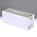 ワイド募金箱 ホワイト POP差し付 鍵付 幅22.5cm