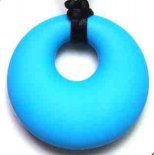 Baby Teething Necklace for Mom Pretty Donut Shaped Pendant (Deep Sky Blue) by Who Baby