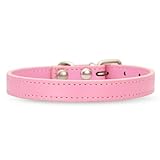 [LaLUCA GOODS] 犬 首輪 猫 首輪 鈴 定番 スタンダード PU レザー シンプル 小型犬 中型犬 ドッグ 散歩 カラフル ライトピンク（鈴なし） L