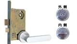 美和ロック 木製ドア用レバーハンドル錠 シリンダー／サムターン BS51mm 扉厚33-41mm シルバー U9WLA20-1 SV