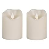 Gerson 42542 – 3 " x 4 "アイボリー(バニラ)波形エッジモーションFlame LEDワックスキャンドルライトタイマー付き香り( 2パック)