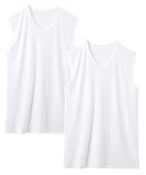 [ニッセン] 超冷感 AIR インナー シャツ 肌着 メッシュ Vネック ノースリーブ セット 2枚組 ひんやり 速乾 UV メンズ 夏 白2枚組 L