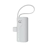 SLuB モバイルバッテリー 5000mAh ミニ 軽量 Type-Cコネクター内蔵 USB Type A入力ケーブル内蔵 直接充電 Type-C入力ポート 最大2A入出力 LED残量表示 iPhone 16/iPhone 15/Android USB Type C 対応 (ホワイト)