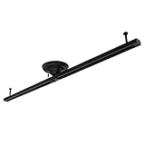 Luxour ダクトレール 1m 配線ダクトレール ライティングバー ライティングレール シーリング シーリング用スポットライト ダクトレール オシャレ 照明 簡易ダクトレール 天井 黒 ダクトレール スライド 引っ掛け シーリング 照明器具 ブラック (ブラック, 1セット)