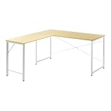サンワダイレクト L字デスク 幅140cm 奥行150cm モニターアーム対応 ゲーミングデスク ライトブラウン 102-DKF00549LB