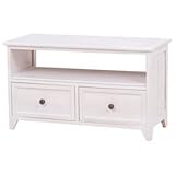 ローボード（テレビ台/テレビボード） 木製 引き出し収納付き アンティーク調ホワイト(白) 【完成品】 【代引不可】