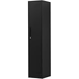 オフィスコム 法人様向け 1人用 スリムスチールロッカー 1列1段 シリンダー錠 鍵付き 幅380×奥行450×高さ1800mm オフィスロッカー パーソナルロッカー サテンブラック OC-STLC-SL1CL-BK