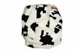 Minky Bamboo Pocket Snaps Cloth Diaper/ Nappy - OS - BLACK COW PRINTS (2 Inserts) by BubuBibi [並行輸入品