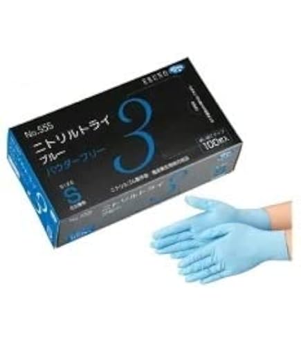 Amazon.co.jp: ニトリルトライ3 №555 ブルー 粉無 Mサイズ 100枚入 