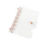 A7バインダーカバー クリア PVC ローズゴールド 6リング バジェットバインダー スナップボタン留め ルーズリーフフォルダー 詰め替え可能 ソフトノートシェルプロテクター (A7、ローズゴールド)