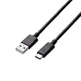 (まとめ)エレコム USB2.0ケーブル(認証品、A-C) U2C-AC40NBK【×2セット】
