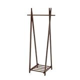 折りたたみハンガーラック/衣類収納 【幅66cm/ダークブラウン】 スリム 木製 収納棚付き