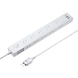 サンワサプライ 雷タップ 10個口＋USB-A＋Type-C（PD20W）ホワイト・3m TAP-SP2110NUC-3W