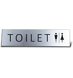 サインプレート ステッカー 1枚入り B2 TOILETピクトグラム （シール版）トイレ 防水 耐候性 屋外対応 アクリル製 シルバー おしゃれ NYANDELMO ND-0249-R01-B2