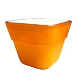 【4個入】イタリア製樹脂ポット(植木鉢/プランター) コッコスクエアー 7cm/穴無し オレンジ 〔ガーデニング用品/園芸〕
