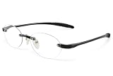 [CEETOL] 老眼鏡 縁なし メンズ おしゃれ ブルーライトカット 超薄型レンズ シニアグラス UVカット 枠なし超弾性 TR素材 軽量 使いやすい ケース メガネ拭き 付き ブラック 度数：100