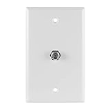 GE 同軸ケーブルウォールプレート 1ポート 1つの壁マウントF型同軸ケーブルコネクター 金具付き シングルギャング ホワイト 40050