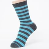(グレェド) Groedo オーガニックコットン キッズ ソックス グレー・ターコイズストライプ サイズ1-2 (12～14cm)