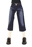 【Petite Marie】1/3 MDD対応 岡山加工 8分丈ワイドジーンズ インディゴブルー KOJIMA加工 ジーンズ加工 ローライズ ワイドジーンズ ストレッチ デニム ヴィンテージ加工 40cm ドール BJD 人形服【プティットマリエ】[No.0132]