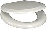 PlumbTech 1C3R3-00CH Premium Molded Wood Round Toilet Seat with Adjustable Metal Hinge, White by Plu