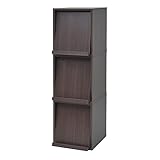 本棚 デザイン家具 積み重ね可能 スタッキングフラップボックス 3個組 カラー：ダークブラウン