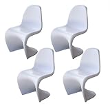 【4脚セット】ジェネリックチェア おしゃれ パントン デザイナーズチェア 内外用 INK-S113-WT-4SET ウェーブ (ホワイト)
