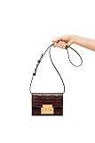 Subella London Croc Brown Leather mini crossover signature lock detachable shoulder strap SAYA Handb