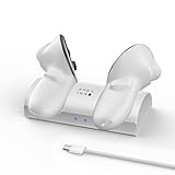 APEXINNO コンパクト充電ドック Meta Quest 3/3Sコントローラー、Quest 3/3Sアクセサリー用ワイヤレス充電ステーション、コントローラー用磁気充電器スタンド 充電式バッテリー2個付き