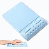 Univo Colors マウスパッド リストレスト一体型マウスパッド 245mm×170mm 疲労低減 人間工学デザイン 柔らかい素材 ストレス解放 手首置き 通気性 あり 肌に刺激なし マッサージホール付き 滑り止め(ライトブルー)
