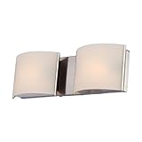Alico Industries bv6t2 – 10 – 16 Mパンドラコレクション2-light化粧台器具、ホワイトオパールガラスのマットサテンニッケル仕上げ
