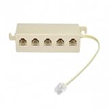 Cablecc 5 Way Outlet 6p4 C rj11 rj12電話電話モジュラージャックスプリッタアダプタベージュ1-in-5-out
