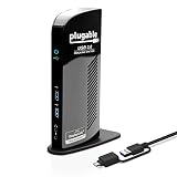 Plugable USB3.0 / USB-C 用ドッキングステーション 縦置き Windows および Mac 用 - デュアルモニター HDMI DVI VGA ポート ギガビット イーサネット USB3.0 ポートx2 USB 2.0 ポートx4 音声入出力