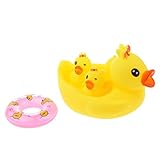 ノーブランド品 イエロー　おもしろい　赤ちゃん　ミニきしむ　アヒルの眷族　お風呂の玩具　贈り物 　全２パタン - 水泳リング付き