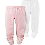 Carter's(カーターズ) 2パックベビーソフトフッテッドパンツ ピンク ボトムスパンツ 6ヶ月【並行輸入】