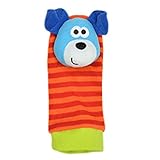 Naisidier ベビー ソックス 足 発達 ソフト 玩具 ガラガラ おもちゃ ベルラトル付き（ドッグ）