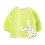 1ピースラブリー防水長袖ベイビービブ絵画エプロン（緑）、高さ100-110cm