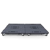 Uholan連結平台車41.5×28cm カート キャリー 【4台組】耐荷重200kg 軽量1.25kg 台車縦横連結可能 スタッキング運搬 家庭用 グレー