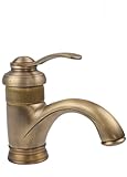 洗面用 アンティーク 混合 水栓 蛇口 シングル レバー 手洗いボウル 水道 洗面台 レトロ おしゃれ (14cm)