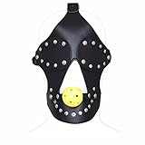 Emoi sm全頭マスク 拘束 目隠し 猿轡付い ギャグボール 口枷 よだれ ボンデージ猿ぐつわ smプレイ さるぐつわ 小道具 コスプレ 拘束具 アダルトグッズ スナップ留め具調整 ボール直径4.5cm