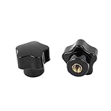 uxcell クランプノブ　ハンドル　ブラック　グリップ　メススレッド　M5 25mm直径　2個入