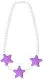 Stimtastic Chewable Silicone Beaded Stars Necklace Nontoxic BPA and Phthalate Free, Lilac/white by S