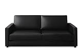 合成皮革(PVC) モダン デザイン ソファベッド (Perwez)　3人掛け　幅：約180cm (ブラック)