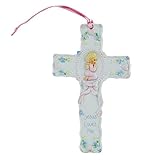 Pacific Giftware Jesus Loves Me Prayer Little Girl Cross Statue Porcelain Bisque Finish Figurine, 5.