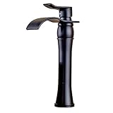 Senlesenウォーターフォール浴室蛇口シンクVesselシングルハンドル盆地ミキサータップ、ORBオイルはブロンズ洗面所洗面Tallボディ ブラック 25