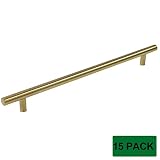 Probrico真鍮ブラシモダンキャビネットハードウェアプルハンドルキッチンキャビネットTバーハンドルプルノブとGolden Holes Distance:10" PD1123HGD256-15Pac